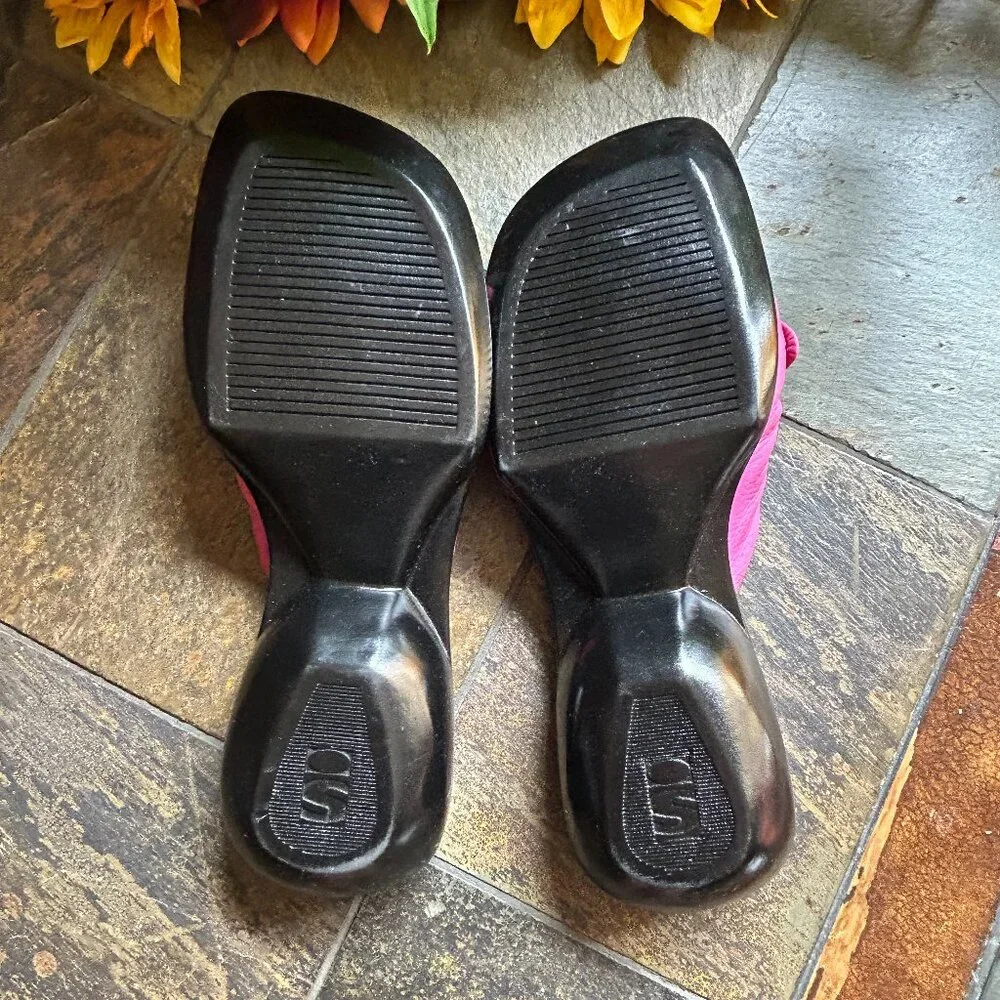 Art Effects Bright Pink Leather Bow Sandals/Slides